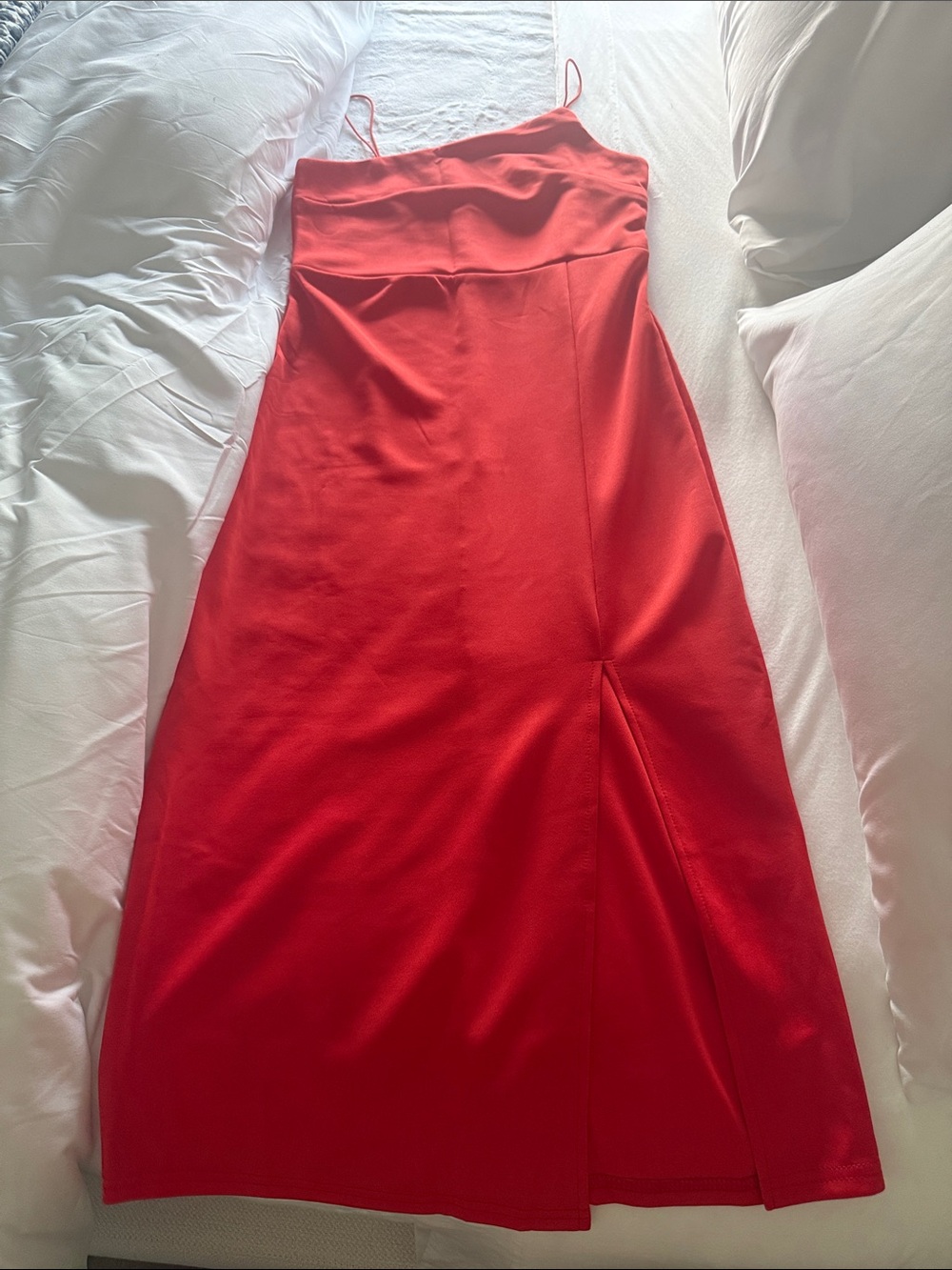 Red Slip Midi Dress with Side Slit size small